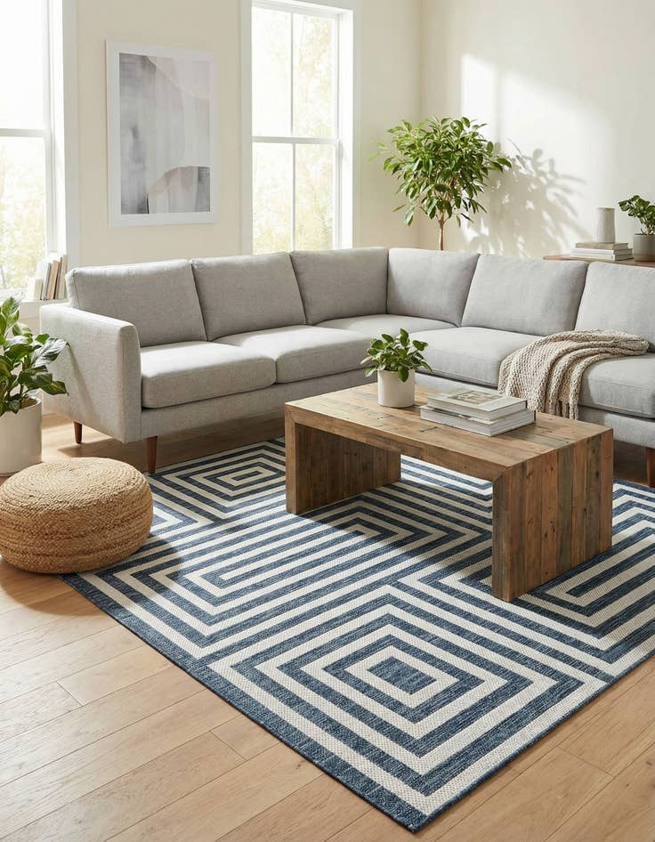 Detail image of 7' 10 x 7' 10  Washable Modern Indoor / Outdoor Square Rug