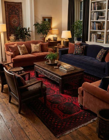 7' 5 x 9' 7 Hand Knotted Torkaman Persian Wool Rug