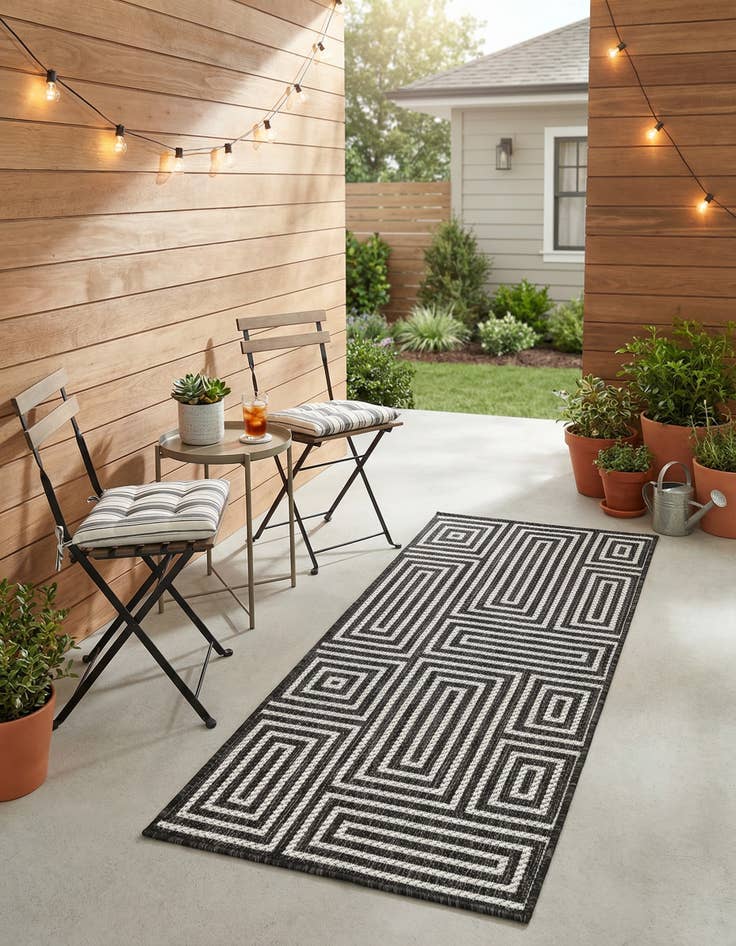 Detail image of 2' x 4'  Washable Modern Indoor / Outdoor Runner Rug