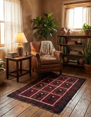 2' 9 x 4' 9 Hand Knotted Balouch Persian Wool Rug