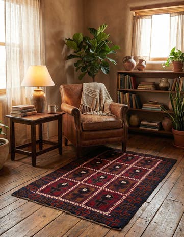 2' 9 x 4' 9 Hand Knotted Balouch Persian Wool Rug