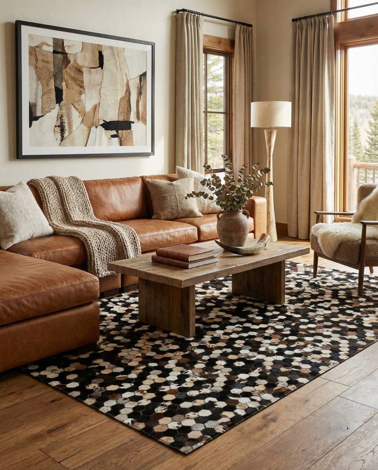 Detail image of 5' x 8' 1 Cowhide - Patchwork Rug