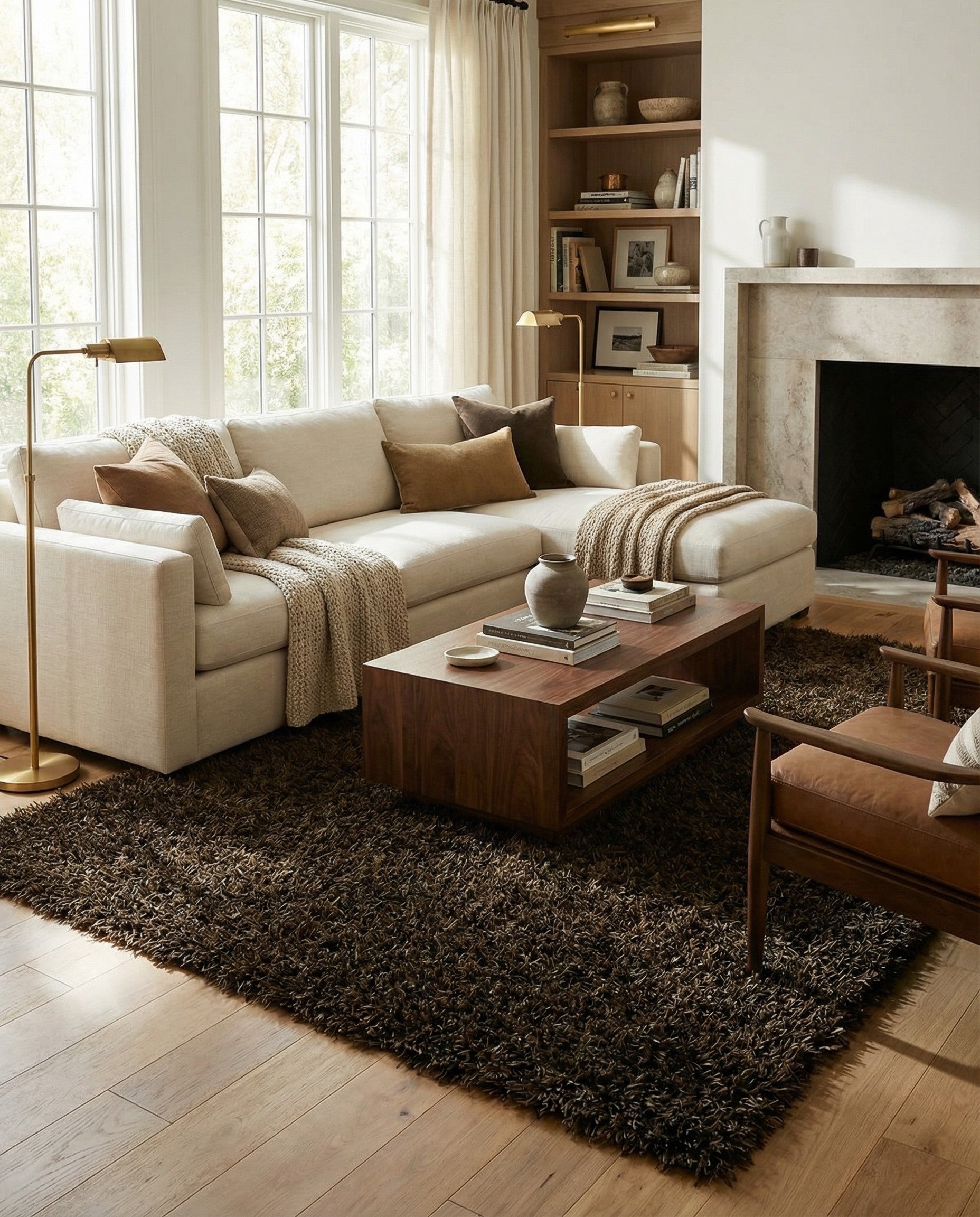  5' x 6' 10  Hand Knotted Solid Shag Oriental Rug