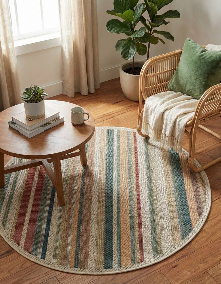 Detail image of 4' x 4'  Washable Baja Indoor / Outdoor Round Rug