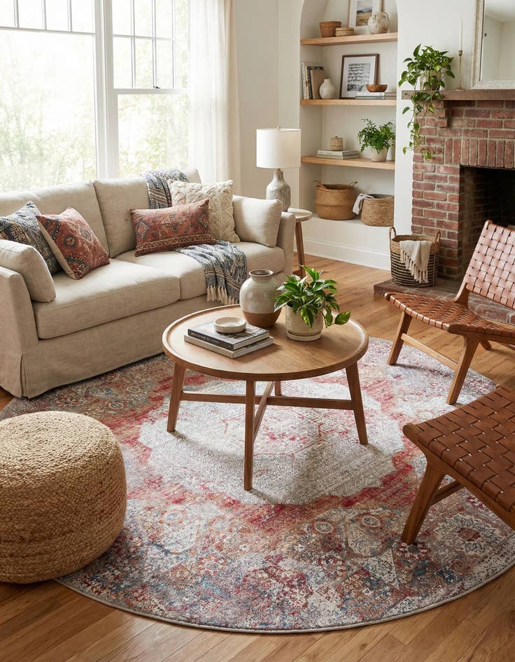 Detail image of  6' x 6'  Washable Yara Round Rug