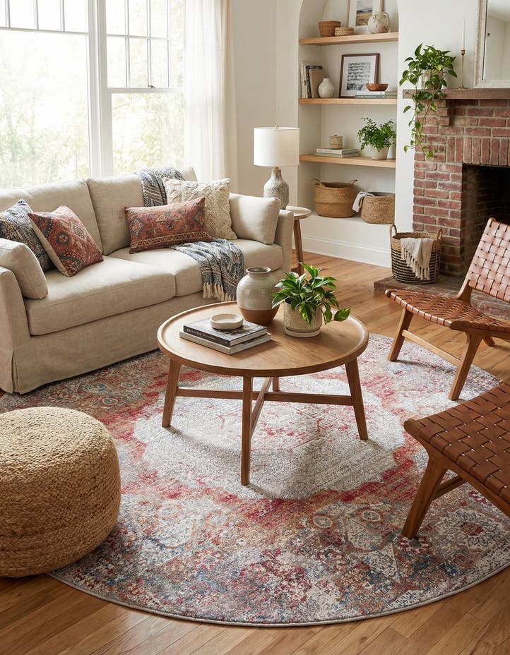 6' x 6' Washable Yara Round Rug