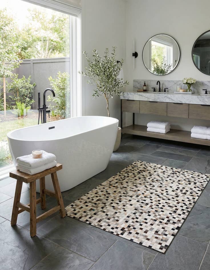 Detail image of 5' x 7' 11 Cowhide - Patchwork Rug