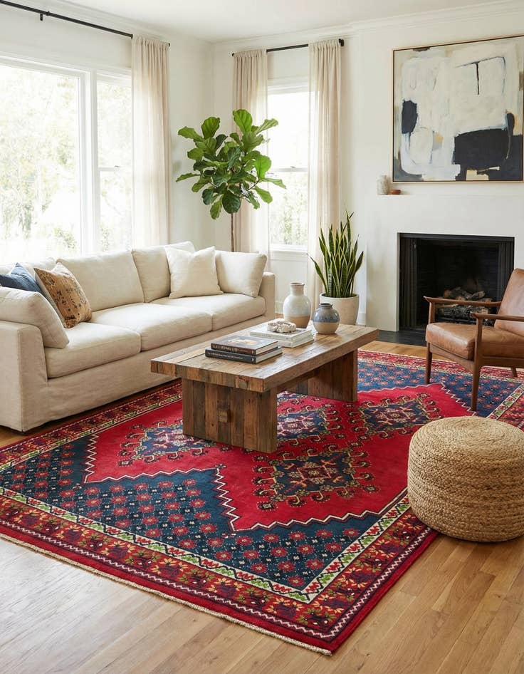 Detail image of  6' 8 x 10' 5  Hand Knotted Moroccan Wool Rug