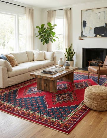 6' 8 x 10' 5 Hand Knotted Moroccan Wool Rug