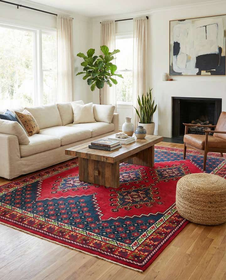 6' 8 x 10' 5 Hand Knotted Moroccan Wool Rug