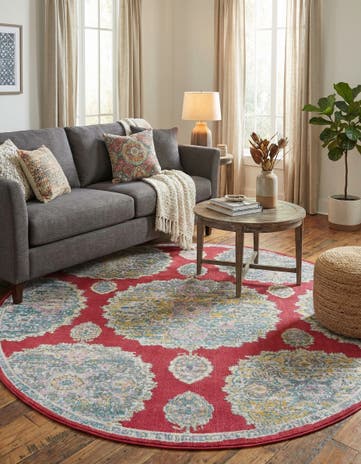 Red Paragon Round Rug