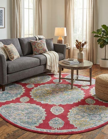 Red Paragon Round Rug