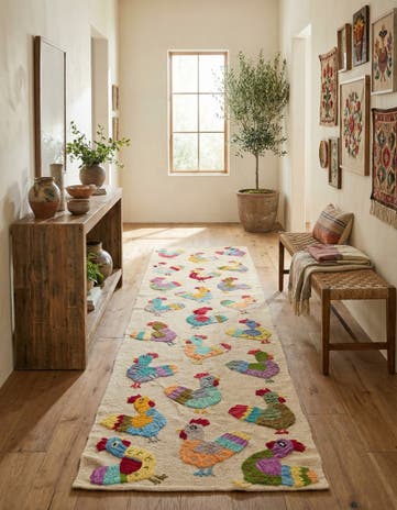 2' 6 x 9' 3 Hand Woven Kilim Suzani Wool Runner Rug