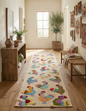 2' 6 x 9' 3 Hand Woven Kilim Suzani Wool Runner Rug