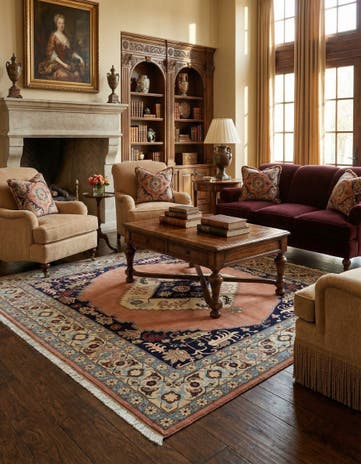 6' 8 x 9' 9 Hand Knotted Indo Tabriz Wool Rug