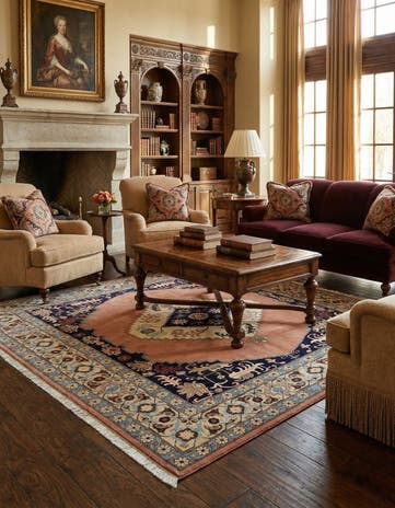6' 8 x 9' 9 Hand Knotted Indo Tabriz Wool Rug