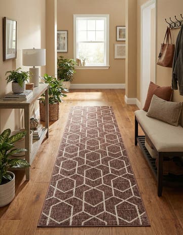 Dusty Rose Eco Trellis Runner Rug