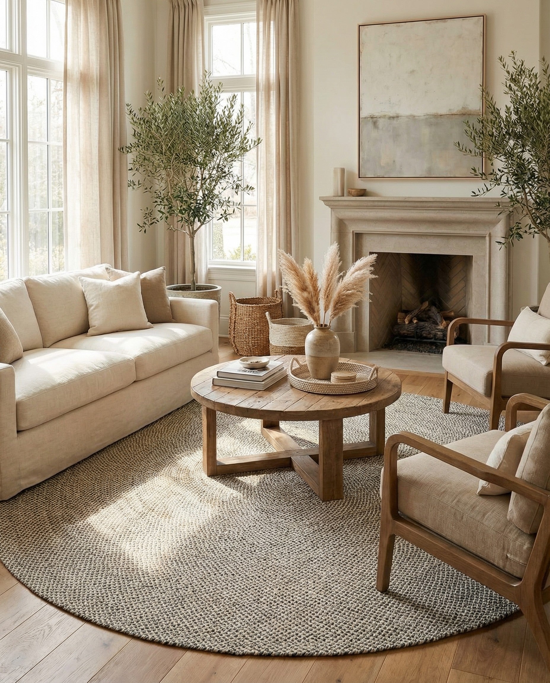  10' x 10'  Hand Tweed Braided Jute Round Rug