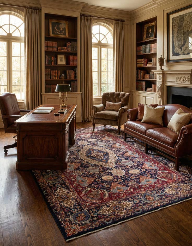 Detail image of 9' 4 x 13' 1  Hand Knotted Kashmar Persian Wool Rug