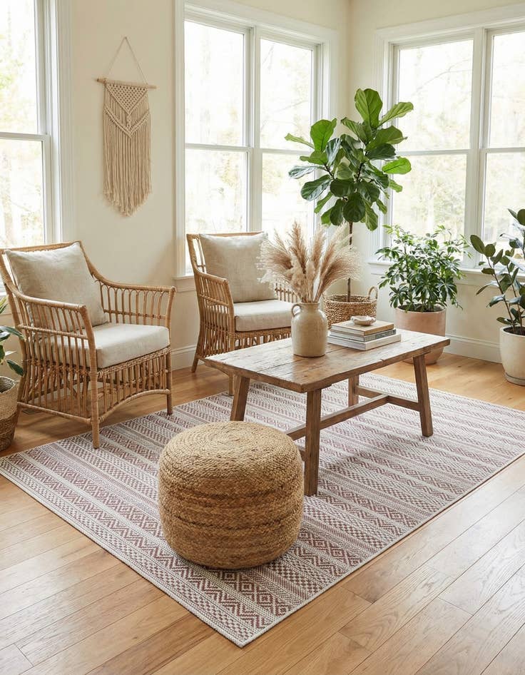 Detail image of 4' x 6' Easy-Clean Striped Indoor / Outdoor Rug