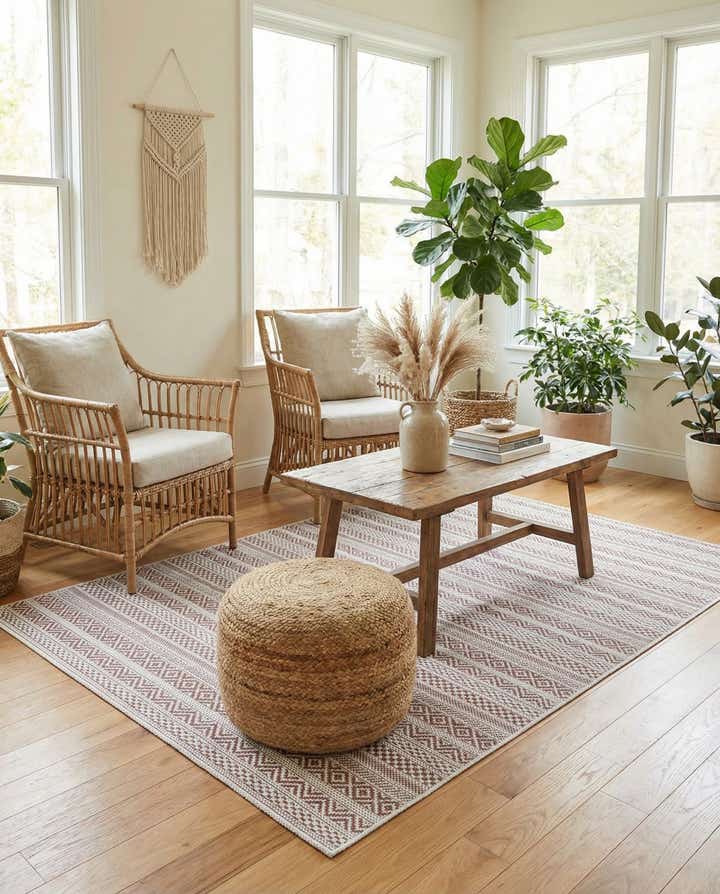 4' x 6' Easy-Clean Striped Indoor / Outdoor Rug