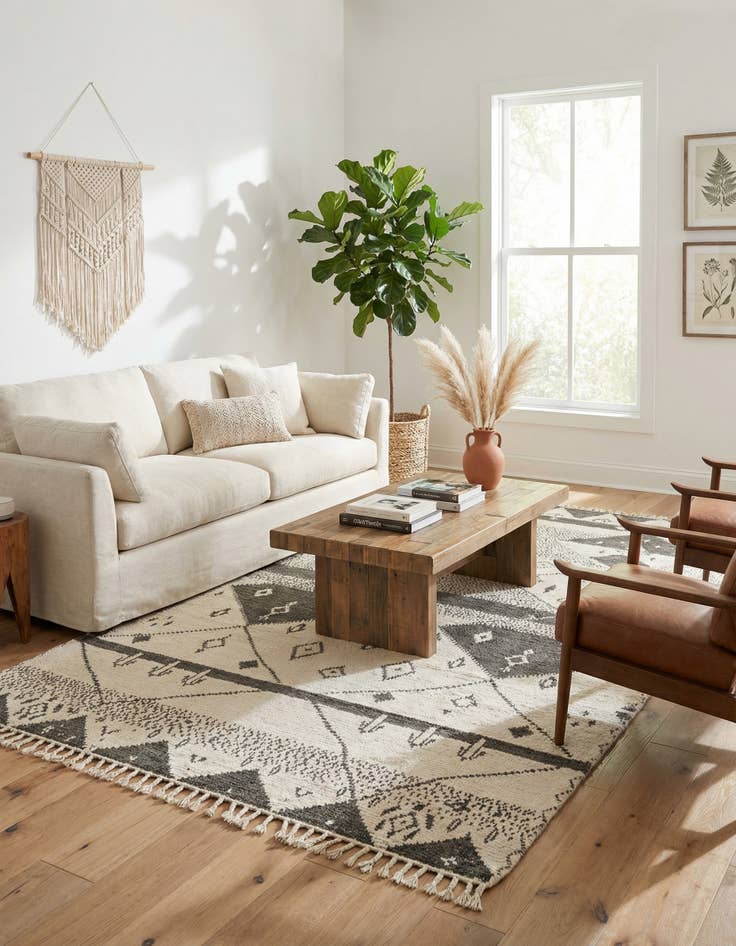 Detail image of 6' 3 x 12' 5  Hand Knotted Moroccan Wool Runner Rug