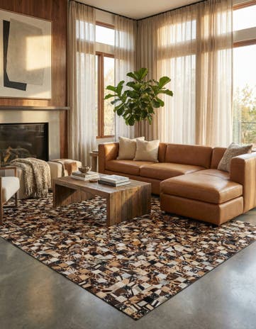 5' 1 x 8' 1 Cowhide Leather Rug