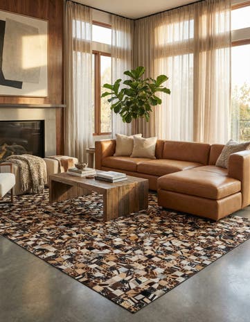 5' 1 x 8' 1 Cowhide Leather Rug