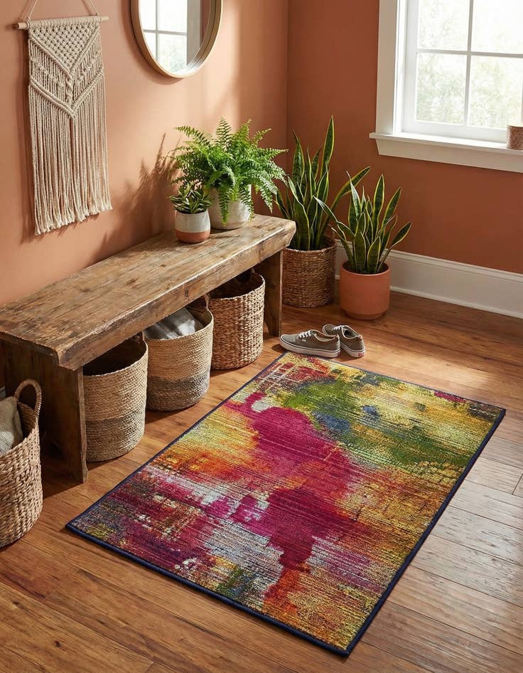 Detail image of 2' 2 x 3'  Washable Modern Indoor / Outdoor Rug