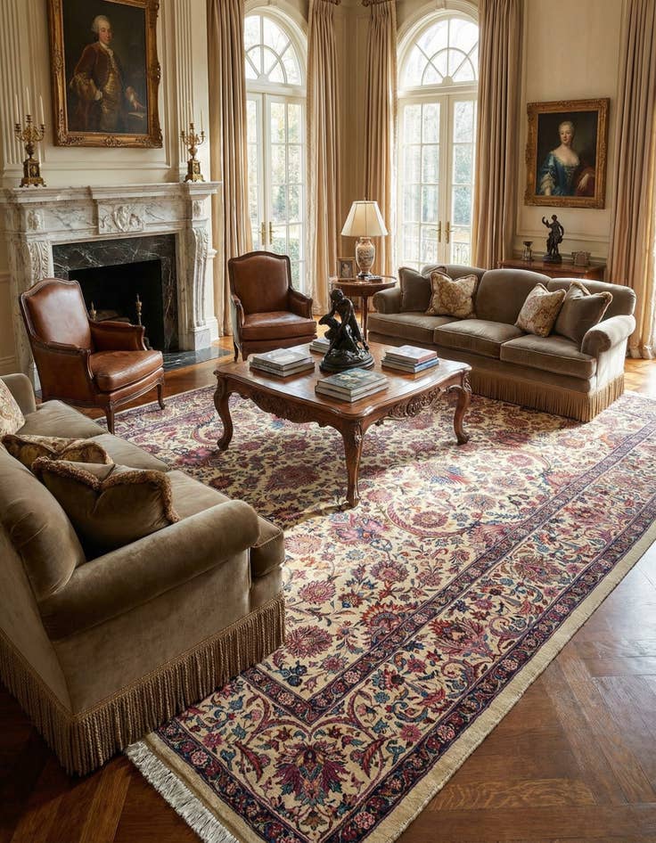 Detail image of 9' 9 x 12' 10  Hand Knotted Kerman Persian Wool Rug