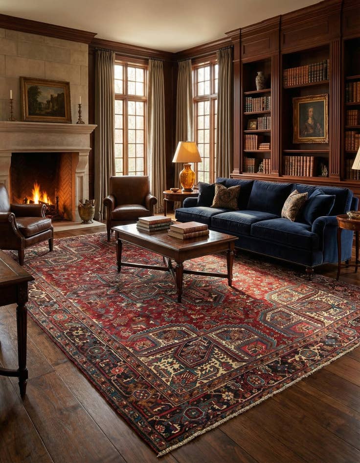 Detail image of 8' 3 x 10' 10  Hand Knotted Heriz Persian Wool Rug