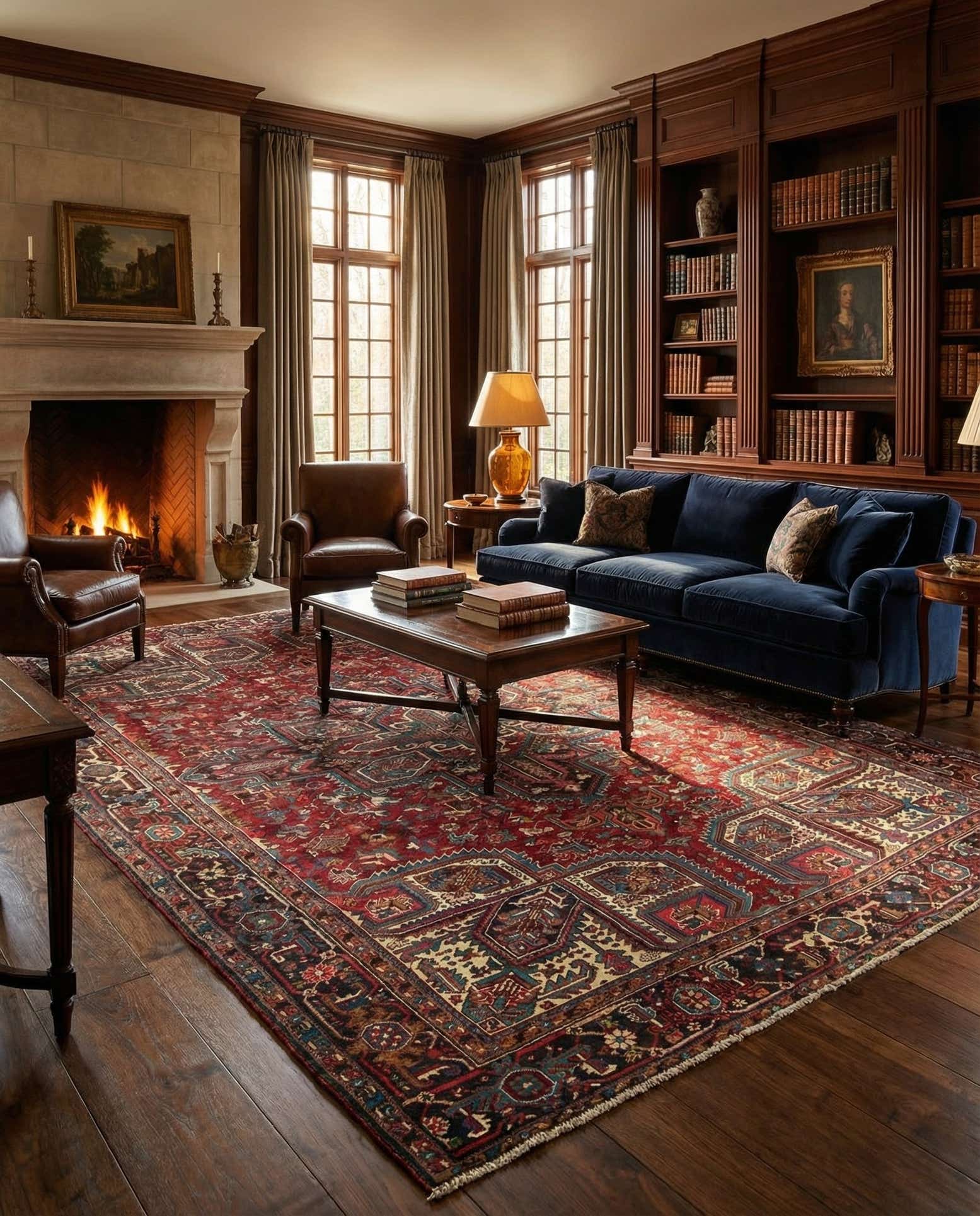 8' 3 x 10' 10 Hand Knotted Heriz Persian Wool Rug