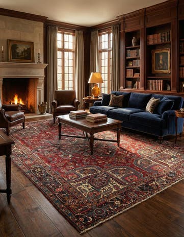 8' 3 x 10' 10 Hand Knotted Heriz Persian Wool Rug