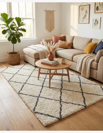 Pure Ivory Moroccan Shag Rug