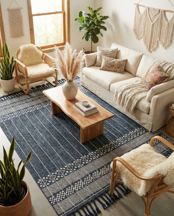 Detail image of 7' 10 x 10' Easy-Clean Eco Bohemian Indoor / Outdoor Rug