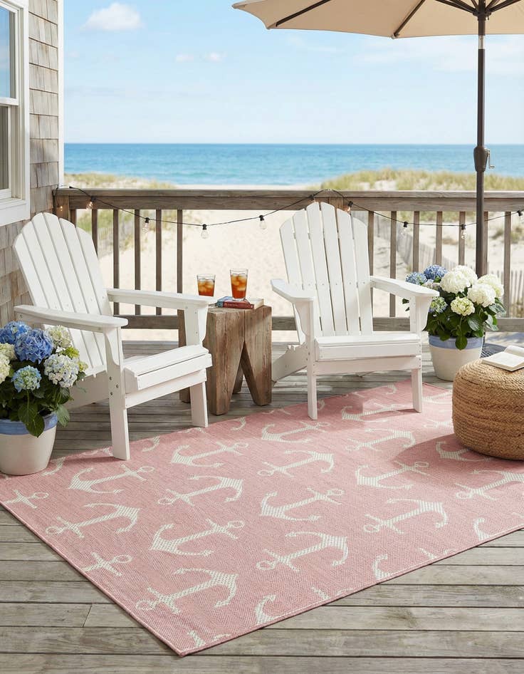 Detail image of 4' x 6'  Washable Coastal Indoor / Outdoor Rug