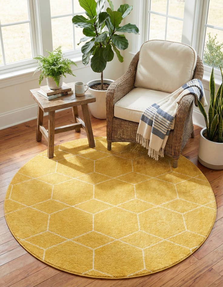 Detail image of  7' 10 x 7' 10 Lattice Frieze Round Rug