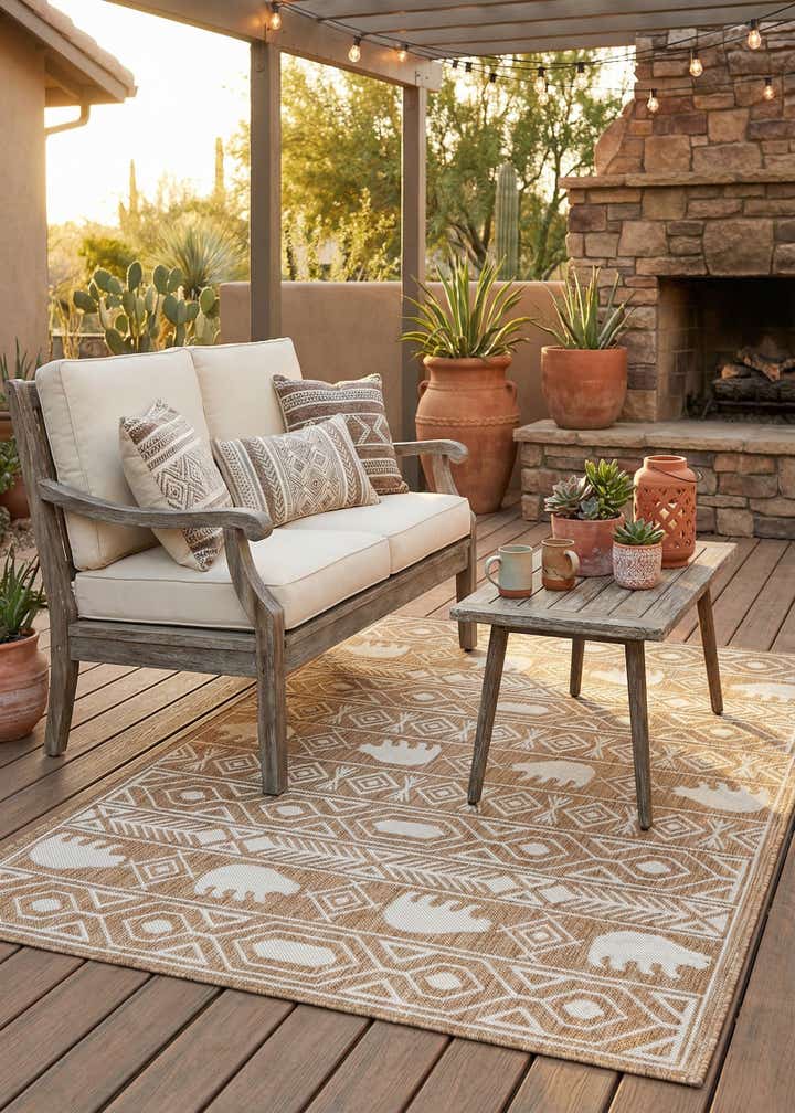 4' x 6' Easy-Clean Southwestern Indoor / Outdoor Rug