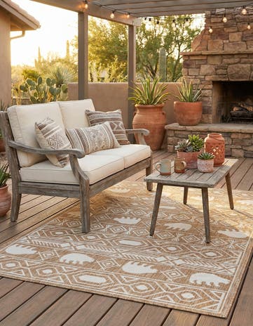 4' x 6' Easy-Clean Southwestern Indoor / Outdoor Rug