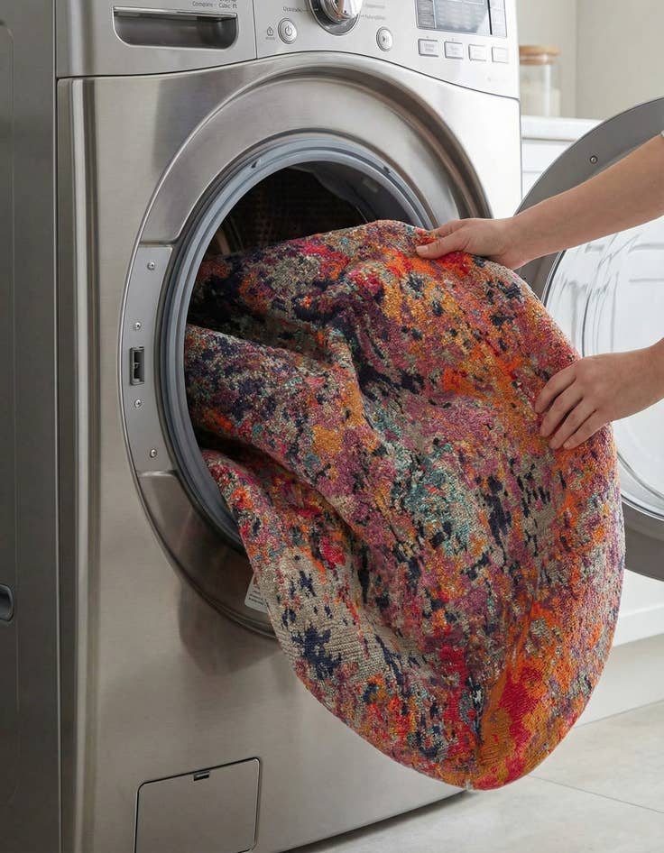 Detail image of  7' x 7'  Washable Vivid Round Rug