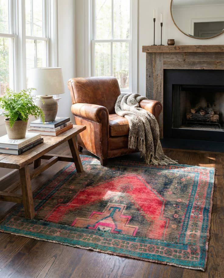 Detail image of 4' 4 x 4' 4 Hand Knotted Ultra Vintage Persian Wool Square Rug