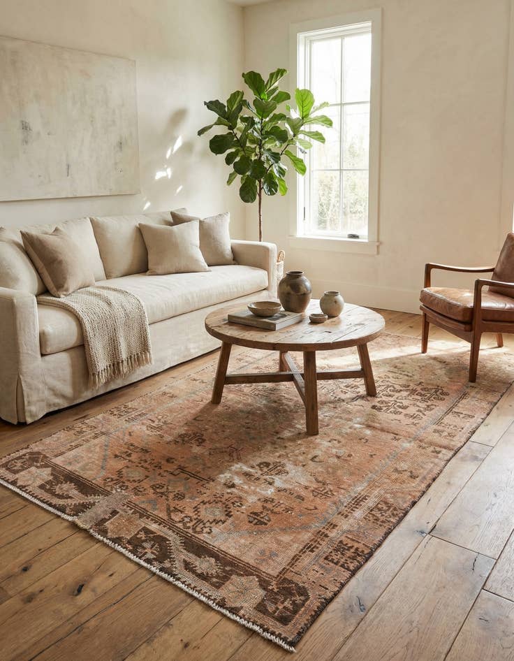 Detail image of  3' 10 x 7' 1  Hand Knotted Ultra Vintage Persian Wool Rug