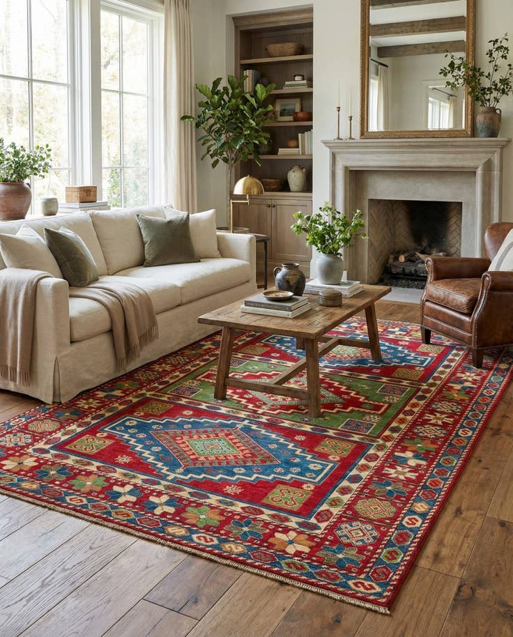 Detail image of 6' x 9' Hand Knotted Kazak Rug