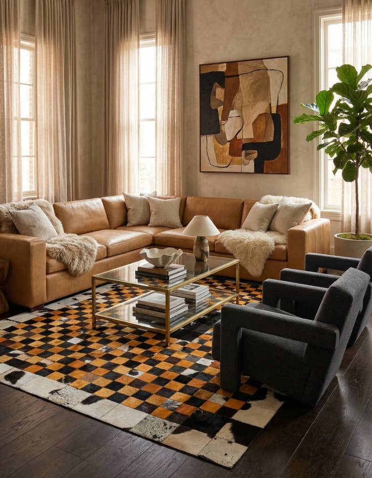 Detail image of 5' x 8' Cowhide Stocks Rug