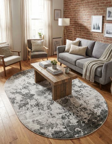 Light Gray Metropolis Oval Rug