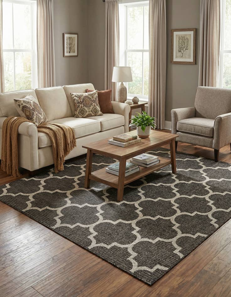 Detail image of 6' x 6'  Washable Trellis Indoor / Outdoor Square Rug