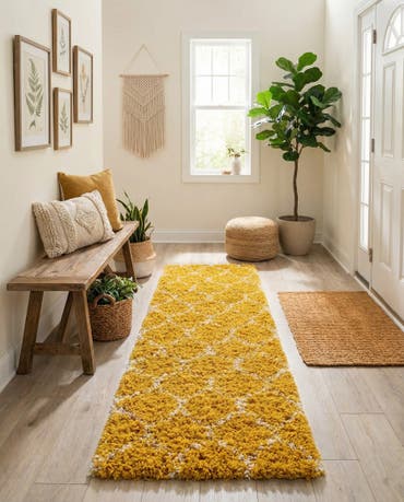  2' x 7' Lattice Shag Runner Rug