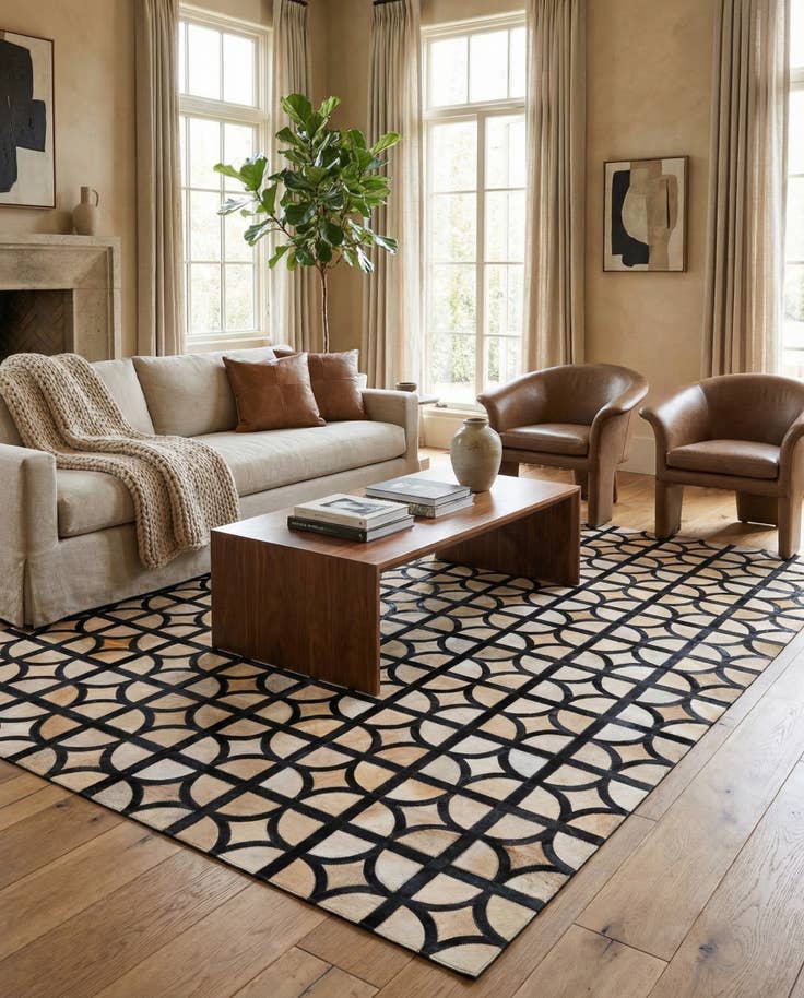 Detail image of 5' x 7' 10 Cowhide Leather Rug