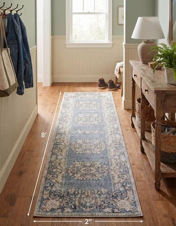 Harbor Blue Eco Traditional Runner Rug