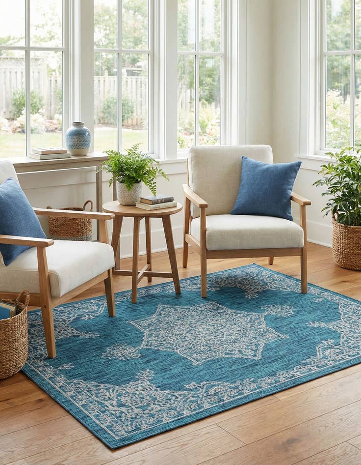 Detail image of  4' x 6'  Washable Traditional Indoor / Outdoor Rug
